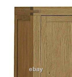 Chunky Oak Triple Wardrobe Rustic Large 3 Door 2 Drawer with Mirror Abbey Grande