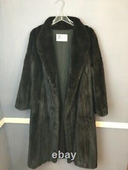 Classy full length MINK fur coat dark brown black Large jacket