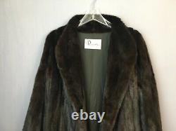 Classy full length MINK fur coat dark brown black Large jacket