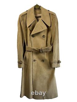 DAKS SIMPSON of PICCADILLY Suede Full-Length Camel Belted Trench Coat Overcoat