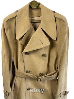 DAKS SIMPSON of PICCADILLY Suede Full-Length Camel Belted Trench Coat Overcoat