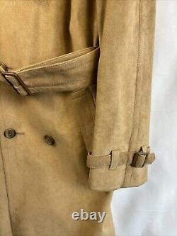 DAKS SIMPSON of PICCADILLY Suede Full-Length Camel Belted Trench Coat Overcoat