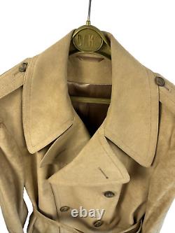 DAKS SIMPSON of PICCADILLY Suede Full-Length Camel Belted Trench Coat Overcoat