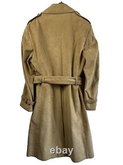 DAKS SIMPSON of PICCADILLY Suede Full-Length Camel Belted Trench Coat Overcoat