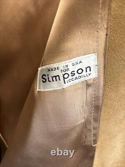 DAKS SIMPSON of PICCADILLY Suede Full-Length Camel Belted Trench Coat Overcoat