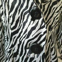 DESIGN TODAY'S Black White Zebra Sculptable Wired Ruffle Collar Coat L NWT TTCB