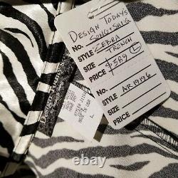 DESIGN TODAY'S Black White Zebra Sculptable Wired Ruffle Collar Coat L NWT TTCB