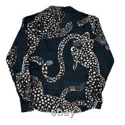 DESMOND & DEMPSEY Black Full Length Pyjama Set Jaguar Size L NEW RRP 170