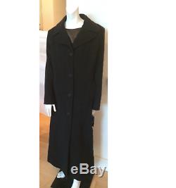 DONNA KARAN Cashmere Wool BLACK SIGNATURE DRESS COAT LONG! 14 dkny RARE NWT large