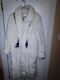 Dennis Basso Faux White Fur Full Length Coat Withleopard Lining With Scarf Size L