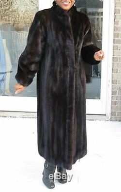 Designer Full length Lanvin Dark Brown Mink Fur Coat Jacket Stroller M-L 10-16
