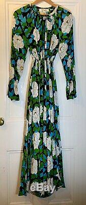 Diane von Furstenberg Silk Long Sleeved Floral Maxi Dress L