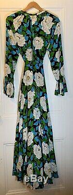 Diane von Furstenberg Silk Long Sleeved Floral Maxi Dress L