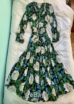 Diane von Furstenberg Stunning Floral Maxi Dress Silk Glorious L