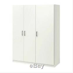 Dombas Large Size 3 Door Wardrobe White 140x181cm Adjustable Shelves IKEA