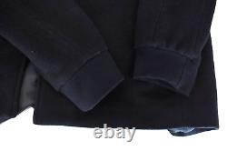 EARNEST SEWN Studio Coat Men's LARGE Wool Blend Full Zip Mid Length Dark Blue