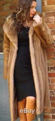Emilio GUCCI Rome New York Full length blonde Beige Genuine mink Fur coat L-XL