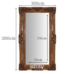 Empire XXL Extra Large Ornate Frame Leaner Wall Mirror Antique Gold 200 x 100cm