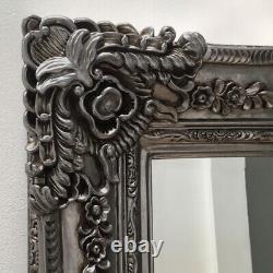 Empire XXL Extra Large Ornate Frame Leaner Wall Mirror Antique Silver 200x100cm