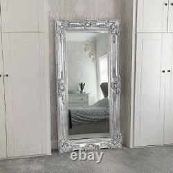 Empire XXL Extra Large Ornate Frame Leaner Wall Mirror Chrome Silver 200 x 100cm