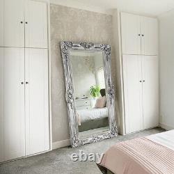 Empire XXL Extra Large Ornate Frame Leaner Wall Mirror Chrome Silver 200 x 100cm