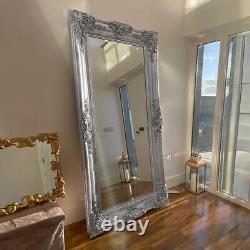 Empire XXL Extra Large Ornate Frame Leaner Wall Mirror Chrome Silver 200 x 100cm