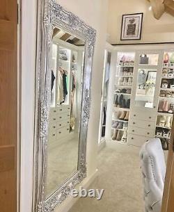 Empire XXL Extra Large Ornate Frame Leaner Wall Mirror Chrome Silver 200 x 100cm