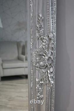 Empire XXL Extra Large Ornate Frame Leaner Wall Mirror Chrome Silver 200 x 100cm