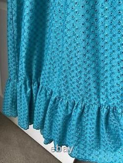 Event Dress EMBROIDERED CROCHET Halter Neck TEAL Hand Made Exquisit Heavy Fabric