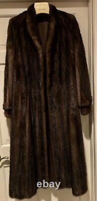 Excellent Dark Brown Mink Full Length Coat Med-lg Great Condition
