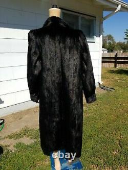 Excellent Glossy Med Large 42 Bust Black MINK Fur Long Full Length Coat