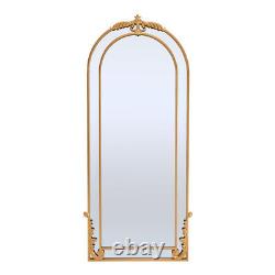 Extra Large Antique Gold Full Length Arched Metal Mirrors Dressing Display Decor