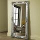 Extra Large Antique Ornate Carved Full Length Wall Leaner Mirror Silver Framed