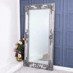 Extra Large Antique Silver Mirror Heavily Ornate Full Length Wall 200cm x 100cm