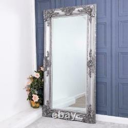 Extra Large Antique Silver Mirror Ornate Heavily Full Length Wall 200 x 100cm