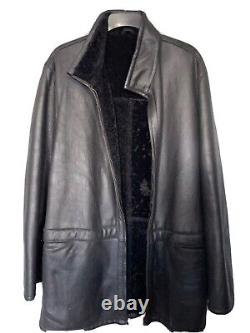 Extra Large Black Leather Full Length Sheepskin Coat Stunning Quality Worn Twice