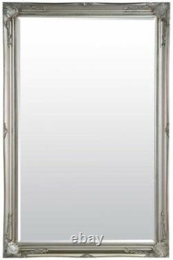 Extra Large Classic Full Length Ornate Silver Mirror 5Ft7 X 3Ft7 170cm X 109cm