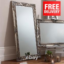 Extra Large Decorative Silver Full Length Leaner Wall Floor Mirror 170cm x 84cm