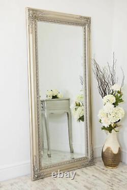Extra Large Full Length Silver Antique Style Wall Mirror Wood Long 178cm X 87cm