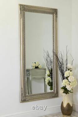 Extra Large Full Length Silver Antique Style Wall Mirror Wood Long 178cm X 87cm