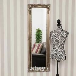 Extra Large Full Length Silver Wall Wood Mirror Antique 4Ft6 X 1Ft6 135x45cm
