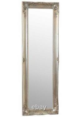 Extra Large Full Length Silver Wall Wood Mirror Antique 4Ft6 X 1Ft6 135x45cm