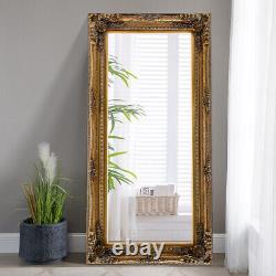 Extra Large Full length Mirror Long Wall Leaner Gold Antique Wooden 173cm/185cm