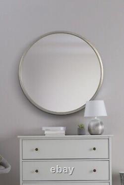 Extra Large Mirror Silver Circular Round Bevelled Wall 2ft7 x 2ft7 80cm X 80cm