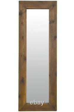 Extra Large Mirror Wall Brown Solid Wood Framed Full Length 4ft8 x 1ft8 142x51cm