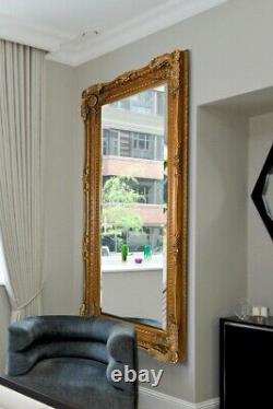 Extra Large Mirror Wall Gold Full Length Vintage Wood 5ft9 x 2ft10 175cm x 84cm