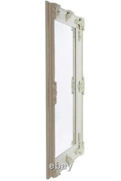 Extra Large Mirror Wall Ivory Antique Wood Full Length 3Ft7 X 2Ft7 110cm X 79cm