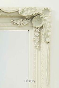 Extra Large Mirror Wall Ivory Full Length Vintage Wood 5ft9 x 2ft11 175cm x 89cm