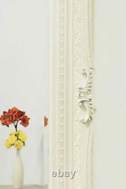 Extra Large Mirror Wall Ivory Full Length Vintage Wood 5ft9 x 2ft11 175cm x 89cm