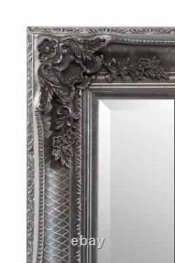 Extra Large Mirror Wall Silver Antique Wood Full Length 3Ft7 X 2Ft7 110cm X 79cm